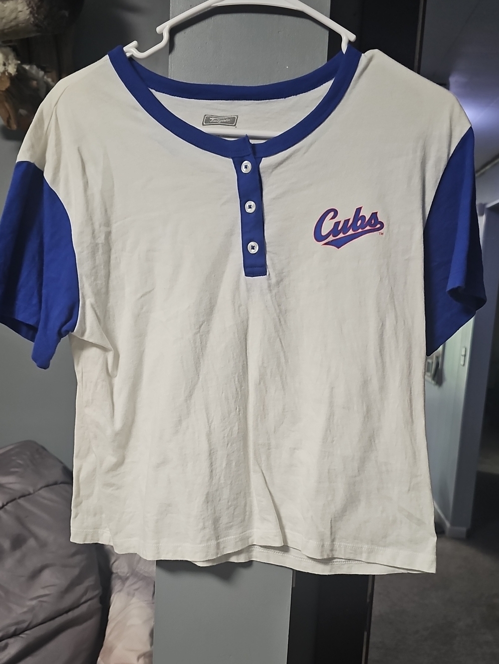 Cubs White & Royal Blue Henley Tee